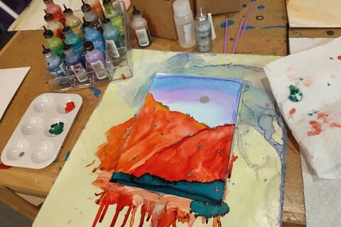 Clase de arte paisajístico con tinta de alcohol en Estes Park