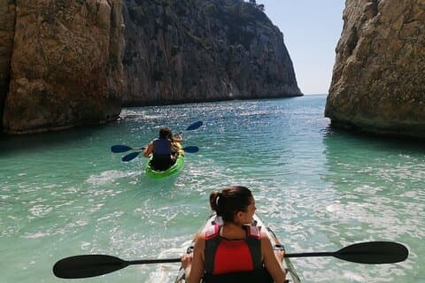 Excursão de caiaque em Jávea, Cala Granadella (Snorkeling) Caló, llop marí, ambolo