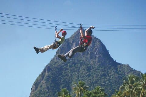 Soufriere Catamaran Excursion with Zip Lining from Castries