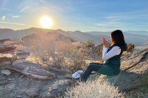 Fjell soloppgang fottur og meditasjon i Palm Springs