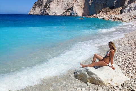 Zakynthos Halvdags svømmetur til Turtle Island og Keri-hulerne