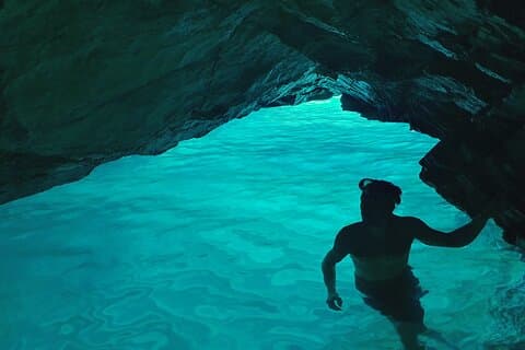 Havkajak och snorkling till grön grotta på Sipan ö från Lopud