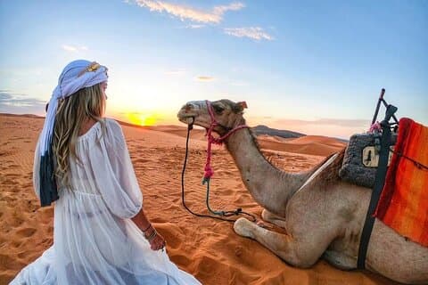 Merzouga: Privat kameltur til solnedgang i ørkenen