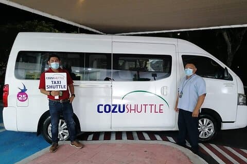 Privat shuttle fra inde i Cozumel Lufthavn til hoteller i Cozumel