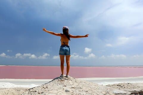 Las Coloradas Geweldig roze meer en Rio Lagartos vanuit Tulum