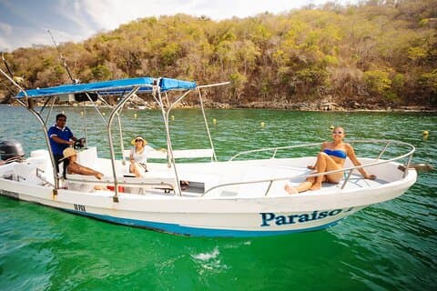 Exclusivo 7 baías de Huatulco por barco Panga ou iate.