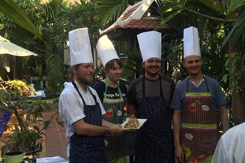The Traditional Khmer Cooking Class at The rice field With Greenery