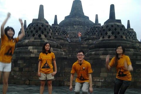 Borobudur Sunrise on the Top of Stupa Borobudur Temple