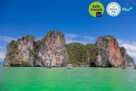 James Bond Island og Phang Nga-bugten kanodagstur med stor båd fra Phuket