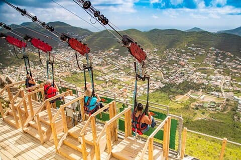 Zipline-upplevelse: Sentry hill Zip & Flying Dutchman St Maartin