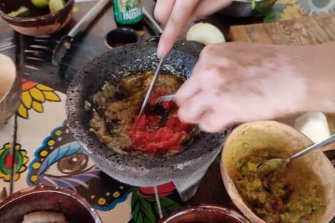 Tasting of flavors Mexican Food and margaritas tasting