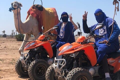 Sensational quad and camel ride in the palm grove