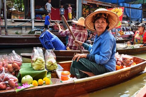 Stroll to the floating and railway market of Samut Song Kram with your own english speaking guide.