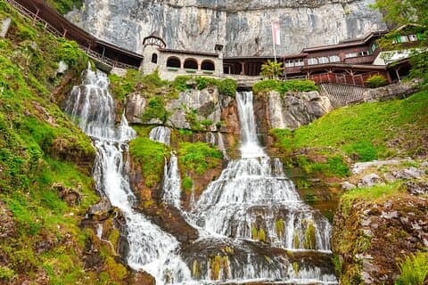 Beatus Caves, Panoramic Bridge, Nature Park Blue Lake and Lake Thun Cruise