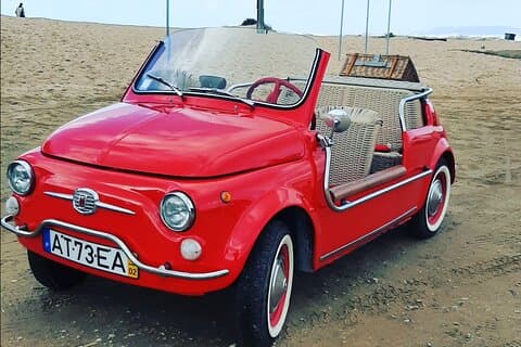 Lissabon av Fiat 500 Jolly kabriolet!!