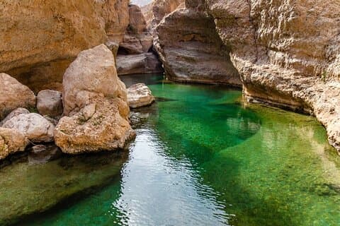 Full Day Private Tour to Wadi Shab, Fins Beaches & Wadi Dayqah