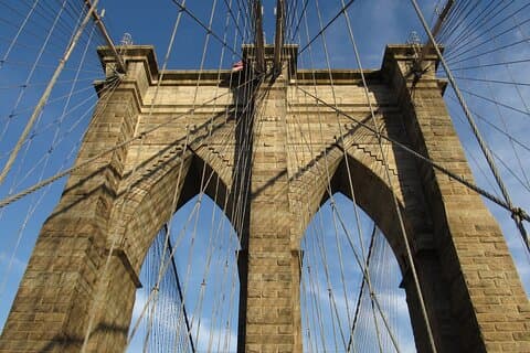 Vandring på Manhattan Brooklyn Bridge och Waterfront