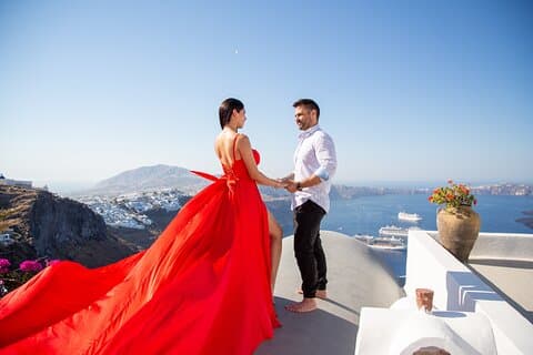 Santorini Flying Dress Photo Session
