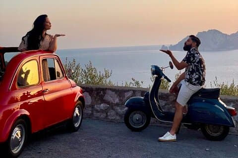 Privat solnedgangsfototur med vintage Fiat 500