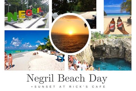 Plage privée et publique de Negril avec Ricks Cafe de Montego Bay