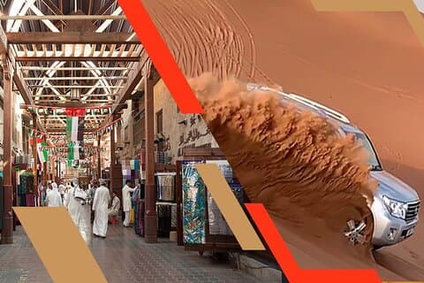 Morgon Desert Safari med Dubai Shopping Tour