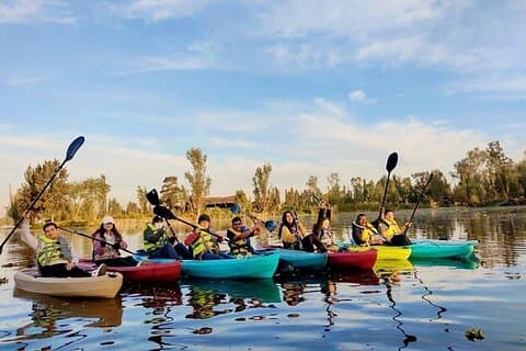 Tour privé en kayak à travers les canaux de Xochimilco