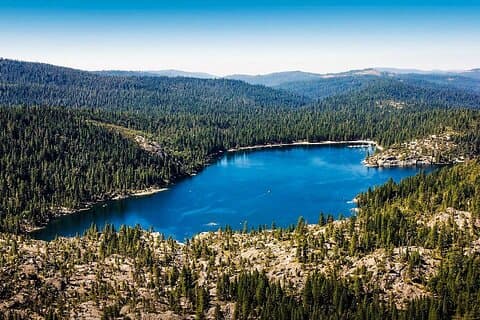 Small Group Hiking Around The Pinecrest Lake Trail