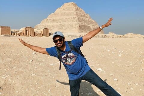 Visite privée d'une journée des pyramides de Gizeh, du Sphinx, de Memphis et de Saqqarah