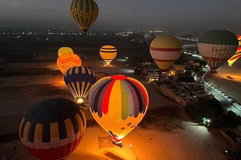 45 minutter med fantastisk soloppgangballongtur over Luxor-steder