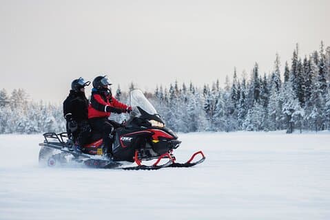 Två timmars snöskotersafari som kör in i Lappish skogar