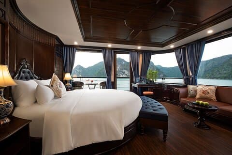 Cabina Suite V.I.P in crociera di lusso a 5 stelle nella baia di Halong (2 giorni/1 notte)
