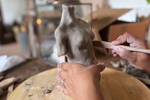 Private Clay sculpture class with local mixed clays