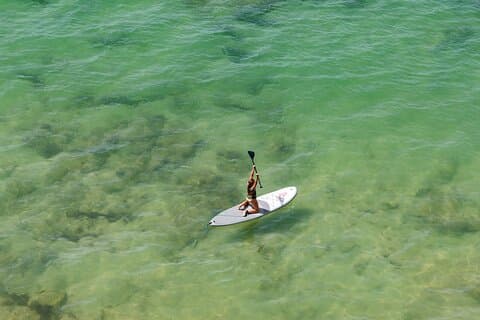 Experiencia guiada de surf de remo en Praia da Rocha