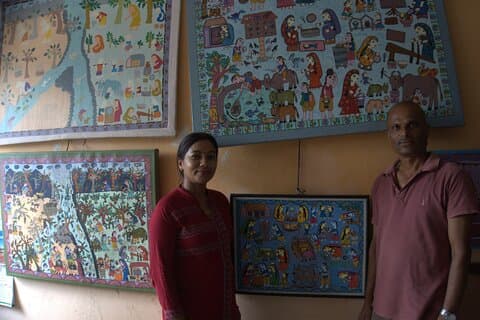 Taller de pintura Mithila en Thimi, Bhaktapur