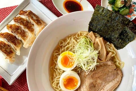 Ramen casero y Gyoza casera en Kioto