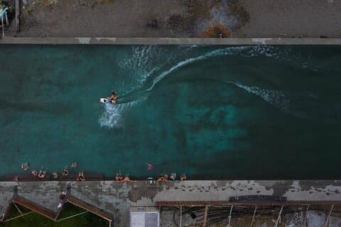 Private wakeboarding or waterskiing trip in geothermal water pool