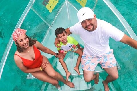 Privat rundtur på genomskinlig båt Cancun Nichupté-lagunen