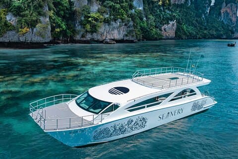 Heldagsutflykt till Phi Phi och Maitonöarna med Speed Catamaran
