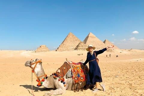 Pyramids and Egyptian Musuem from Alexandria port