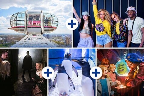 Fem attraktioner, herunder Madame Tussauds og London Eye