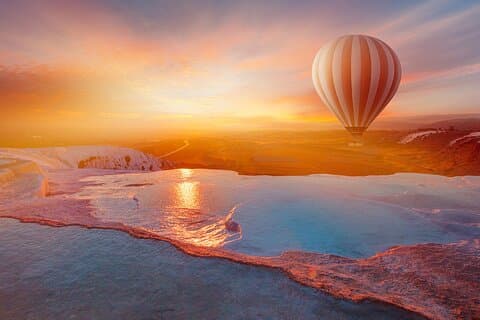 Certificado de passeio de balão de ar quente em Pamukkale e 2 refeições em Antalya