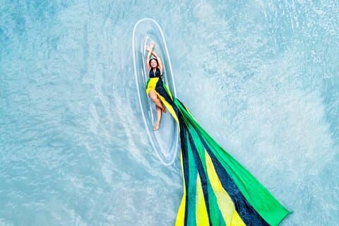 Flying Dress Clear Kajak/Boot Drohnen-Fotoshooting in Montego Bay