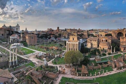 Panoramautsikt rundtur Rom Palatine Hill, Forum Romanum, Colosseum