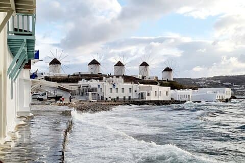 Guidet fottur Mykonos, Lille Venezia, vindmøller, strender