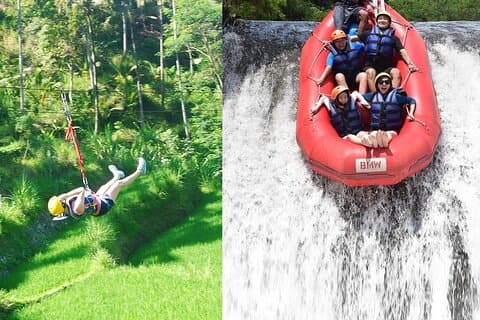 Rafting Telaga Waja River con trasferimento opzionale, zipline e pranzo