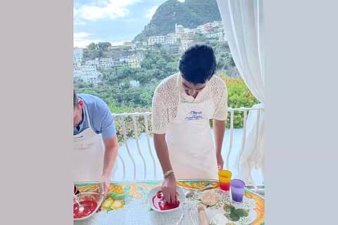 Pizza & Tiramisu with Stunning Positano Terrace Views by Cesarine