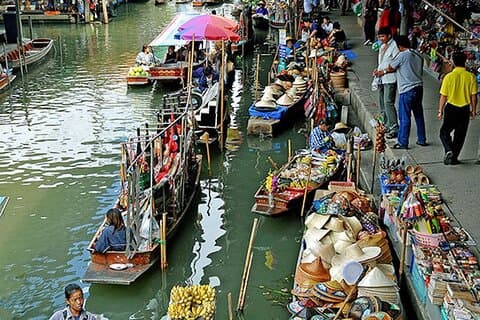 Mercado Flutuante Damnoen Saduak e Rio Kwai