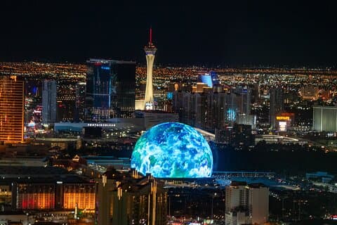 Las Vegas Strip Höjdpunkter med Helikopter på natten