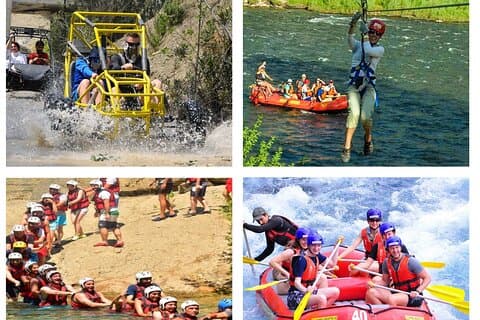Rafting de día completo, safari en buggy y tirolesa desde un lado