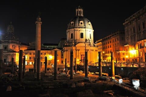 Nightscape Elegance: Rome After Dark with Golf Cart